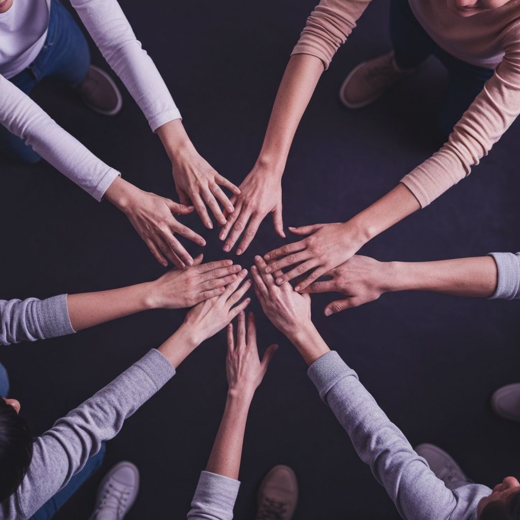 Hands reaching out in support and solidarity